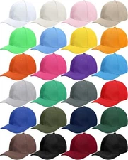 Handepo 24 Pcs Blank Baseball Cap Adjustable Back Strap One Size, Colorful 