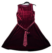 Lauren Ralph Lauren Dress Womens size 14 Burgundy Velvet Soft Sleeveless New