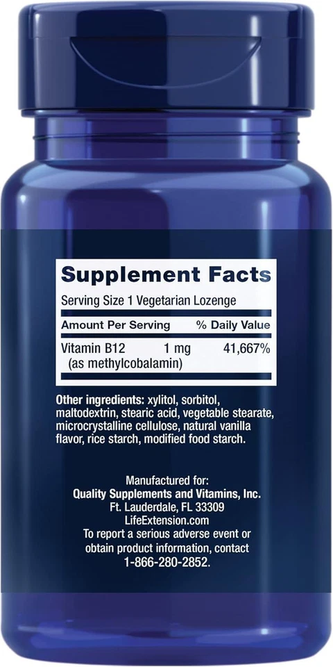 Vitamin B12 Methylcobalamin Nerve Health Cognitive & Energy Support, 60 Lozenges - Image 2 of 4