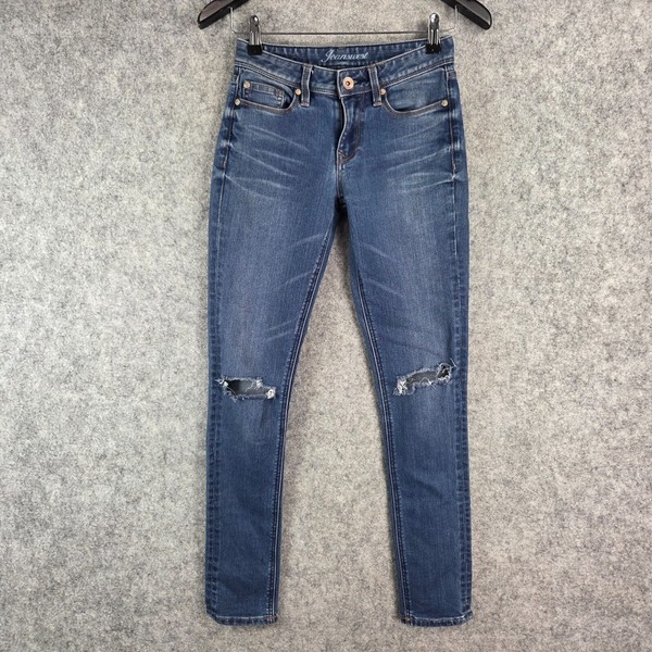 Jeanswest Jeans Womens 6 Blue Super Skinny Ripped Knee Zip Fly Mid Rise 11643