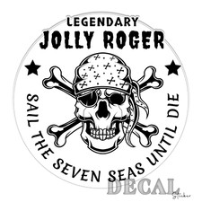 Jolly Roger Pirate Skull Vinyl Decal Sticker Indoor Outdoor 4 Sizes