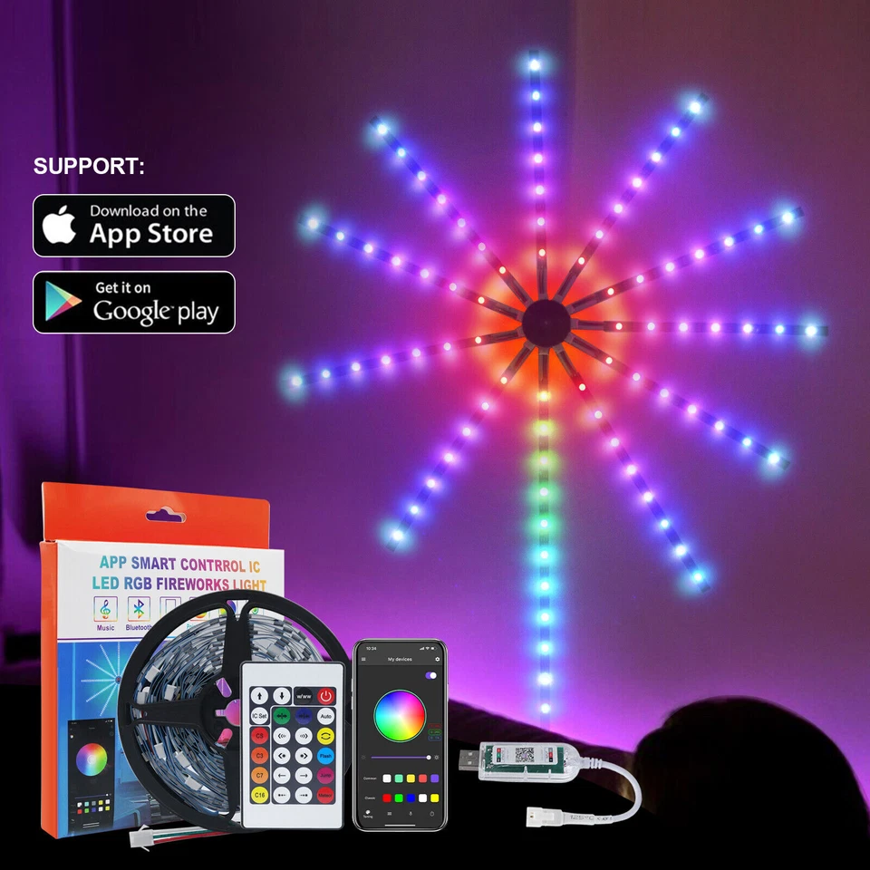 RGB IC LED Feuerwerk Stripe Lichterkette Bluetooth APP Traumfarben Band Leuchte - Bild 3 von 4