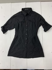 Shein Womens Black Long Sleeve Button Up Shirt Dress Size Large