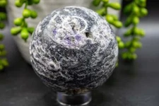 Sphalerite Sphere - Druzy w/Purple Fluorite Inclusions - 3"