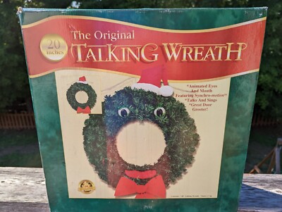 VINTAGE CHRISTMAS 97 GEMMY ANIMATED ORIGINAL TALKING 20 WREATH Moves Sings NIB*