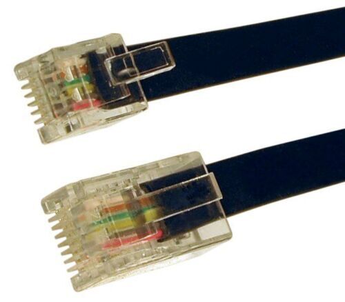 RJ12 Male Plug to 6 wire RJ45 male BROADBAND Flat Cable Lead VARIOUS LENGTHS LOT - Picture 1 of 4