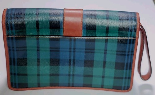 Vintage Polo Ralph Lauren Clutch Purse Black Watch Plaid Great Gift MCM 9.5" EUC - Picture 4 of 14