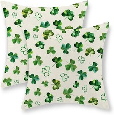 St Patricks Day Pillow Covers 18x18 Inch Set of 2 Lucky Green Shamrock Throw