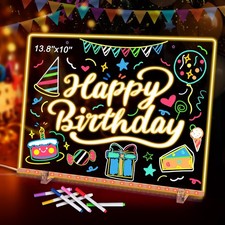 LED Note Drawing Board with 7 Colors, 13.8"X10" Acrylic Message Note Board wi...