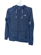 The North Face Hoodie Womens XS Gray Fleece Full Zip Jacket Logo Pockets Stretch
