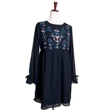 Vintage Target Exhilaration Y2K Floral Swiss Dot Babydoll Dress Women's Small