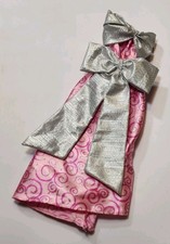 BARBIE DRESS GOWN LIGHT PINK SILVER LARGE BOWS FORMAL FASHION CUTE DOLL CLOTHES