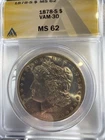 1878 S MORGAN SILVER DOLLAR! BEAUTIFUL UNC Coin! WOW! ANACS MS 62 VAM-30