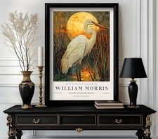 William Morris Heron Bird Poster, Vintage Bot...