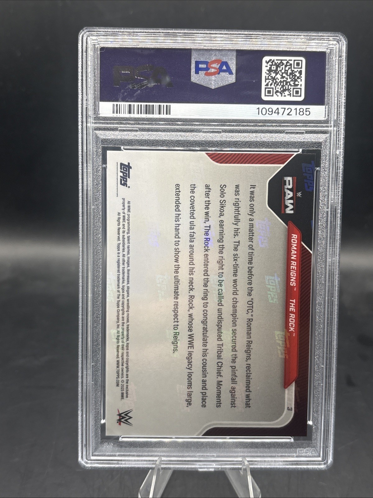 2025 TOPPS NOW WWE #3 ROMAN REIGNS/THE ROCK PSA 10 view 4