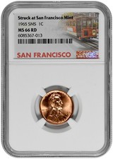 1965 Lincoln Memorial Cent 1c Ngc Graded Ms 66 Rd Red Special Mint Set