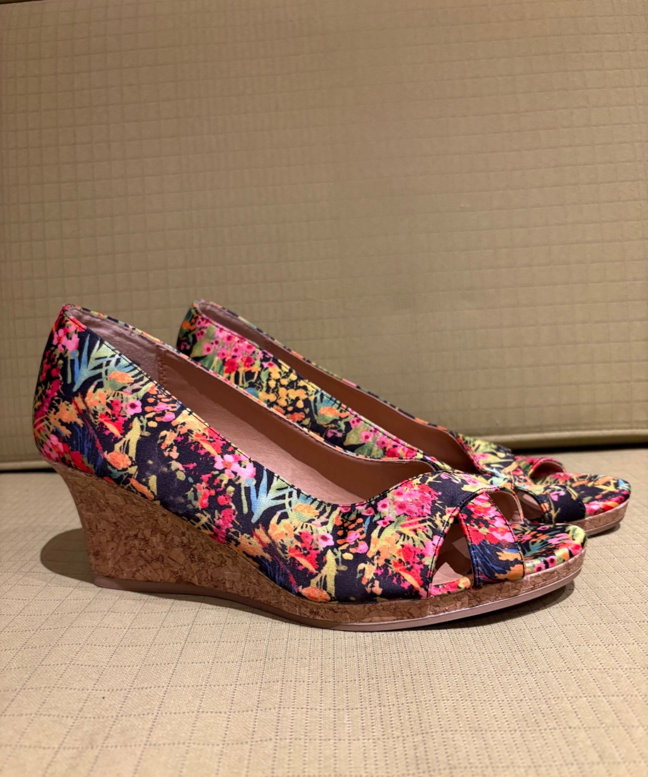 DexFlex Women’s Floral Cork Wedge Shoes