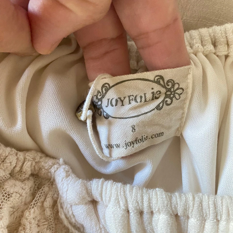 Joyfolie Cream Lace Tiered Ruffle Dress Girls Size 8 peasant Cottagecore Prairie - Image 4 of 4