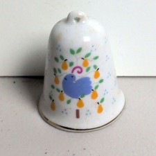 Vintage 1984 Lillian Vernon Partridge in a Pear Tree Porcelain Bell Ornament