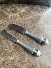 2pc French Country Style Pierre Deux 95% Mark Pewter Cheese Set RARE EUC Heavy