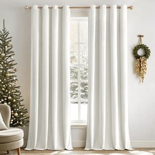 MIULEE 90 Inches Velvet Pure White Elegant Grommet Thermal Insulated Soundpro...