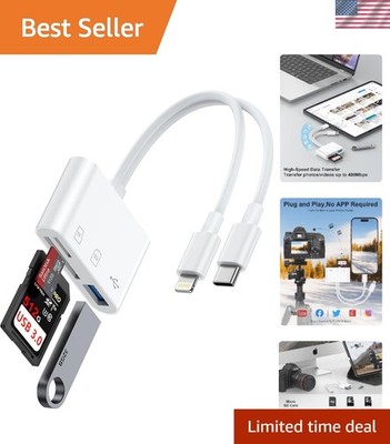 Multi-Device SD Card Reader - Fast 60MB/s for iPhone, Android, and Cameras