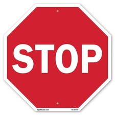 Stop 10 inch X 10 inch Octagon Rust Free Aluminum Metal Signs Weather Resistant,