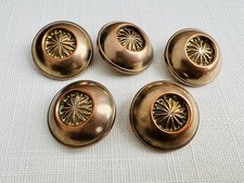 5 Large Vintage Shank Buttons Victorian Arts & Crafts Style 28mm Copper Tone