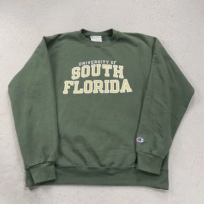 South Florida Bulls Sweatshirt Mens Large Green Champion Crewneck Fleece NCAA - Image 1 of 4
