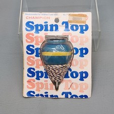 Vintage Spin Top Fli-Back Blue Champion Wooden Ohio Art Co F70 Spinning Toy NIP