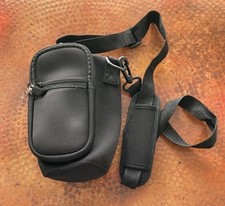 Black Crossbody Water Bottle Holder Bag with Zipper Pocket Adjustable Strap