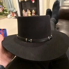 Rodeo  King  Western  Hat  4 X  Beaver  Quality  Black  Size  7 1/8 Blue Studded