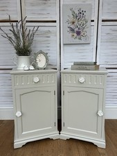 Pair Of Vintage Bedside Cabinets Hand Painted In Farrow & Ball Old White