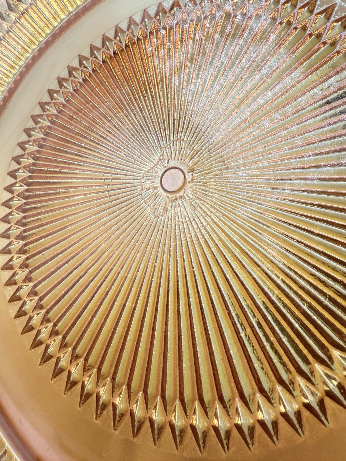 Jeanette Glass Marigold Iridescent Anniversary Platter Carnival