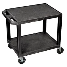 Utility Cart With Lipped Plastic Shelves, Thermoplastic Resin, 200 Lb Load