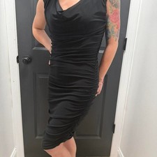 Studio Y black ruched mini dress