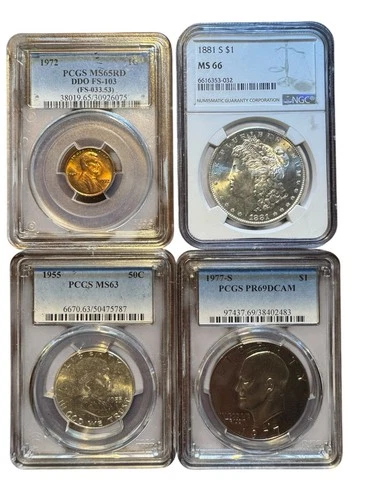 Certified Coin Lot NGC PCGS Morgan MS66 DDO Proof