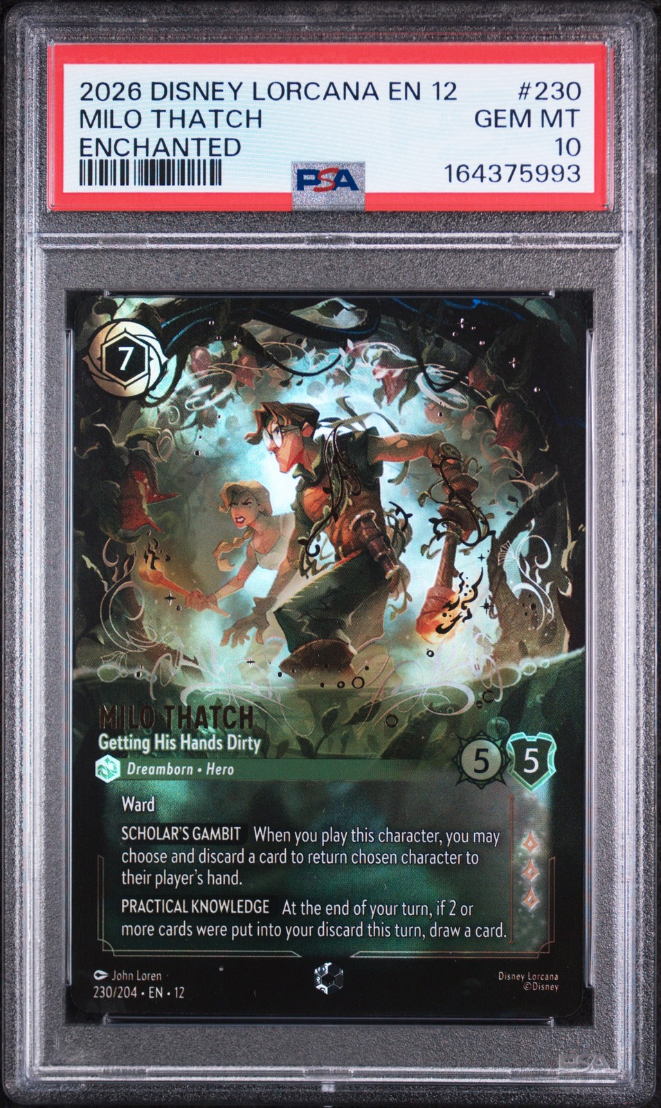 Milo Thatch - Getting His Hands Dirty 230 Enchanted Lorcana PSA 10