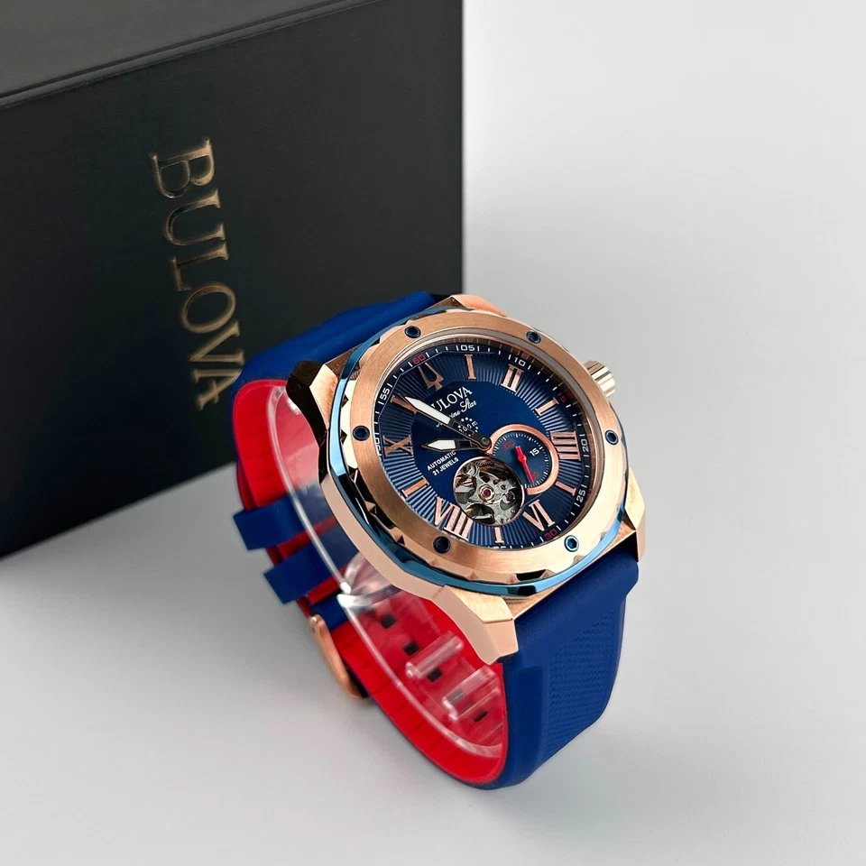 Bulova 98A227 Marine Star Dial Blue Men's Automatic Watch FREE SHIPPING - Image 3 of 4