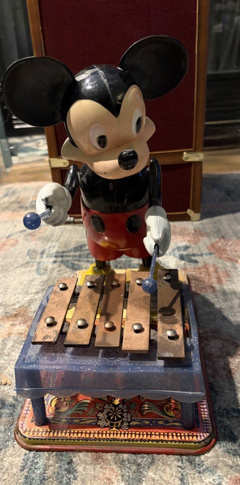 Disney Vintage Mickey Mouse Wind-up Xylophone Toy 1950’s