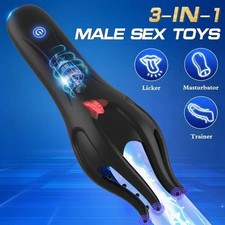 Male Masturbator Penis Trainer Licker Glans Nipple 10 Modes Sex Toys for Men