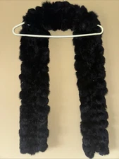 Rabbit 100% Genuine Fur collar / scarf Black