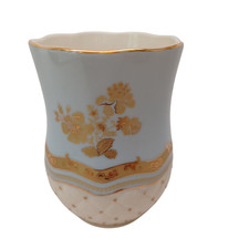 Croscill Napoleon Ceramic Bathroom Tumbler Cream Blue With Gold Floral Detail