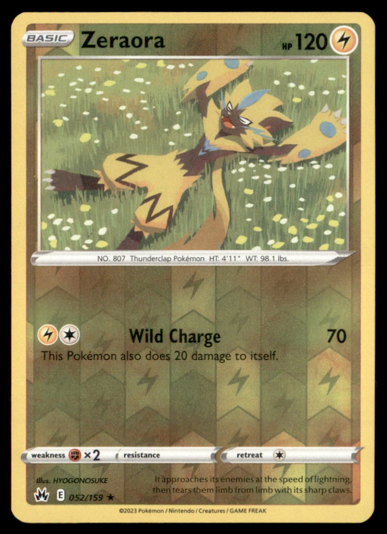 Pokemon Zeraora 52 Crown Zenith Basic 052/159 Reverse Holo