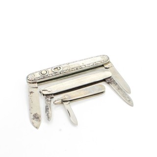 Vintage Sterling Drop Point 30 50mm Blade Folding Pocket Knives Lot of 3 #X1025