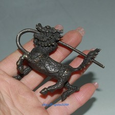 Rare Vintage Chinese style Bronze  Carved Kylin  lock and key Statue 21239