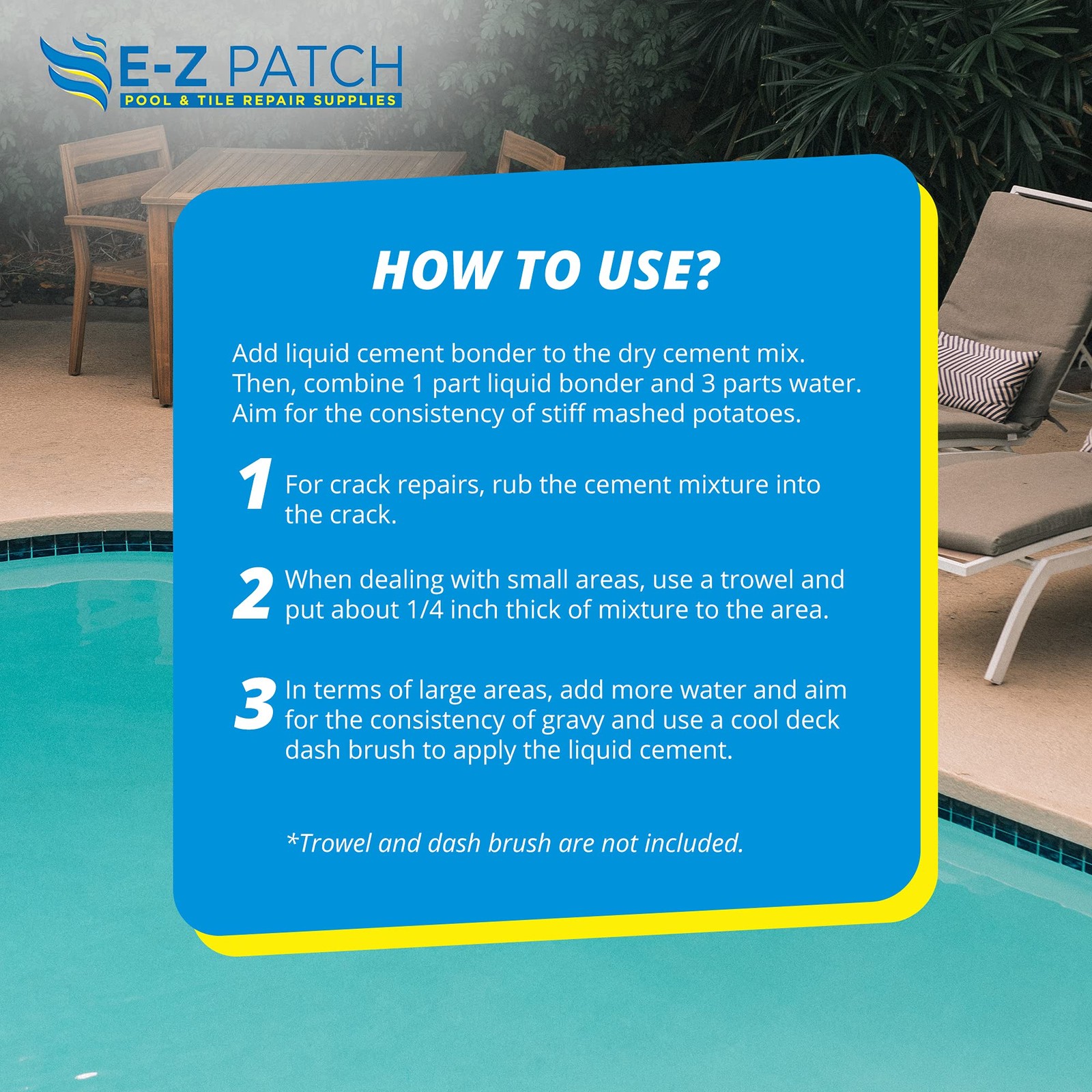 E-Z Patch 2 Pool Patch Repair Kit for Pool Decks & Patios - DIY Concrete Repa...