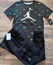 NWT Nike Air Jordan Boys YXL Black/White/Multi-Color Cargo Jogger Pants Set XL