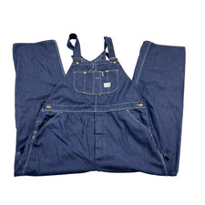 Vintage Sears Tradewear Bibs Men 42x30 Union Made USA 80s Work Wear Denim Worn