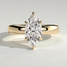 2 CT Marquise Lab Grown Diamond | 14K Gold Cigar Band Solitaire Engagement Ring